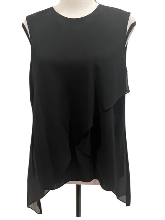 BCBGMaxAzria Tops - BCBGMaxAzria Lorielle Black Silk Sleeveless Top NWT Flowy Layered Elegant Small